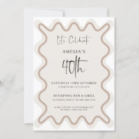 Beige weiße Grenze 40. Geburtstag Einladung
