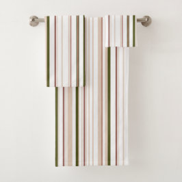 Beige weiße grüne Badezimmer Küste Badhandtuch Set