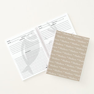 Beige weiße Rezeptur mit individualisierbarem Name Notizbuch