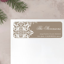 Beige weiße Schneeflocken Rücksendeadresse