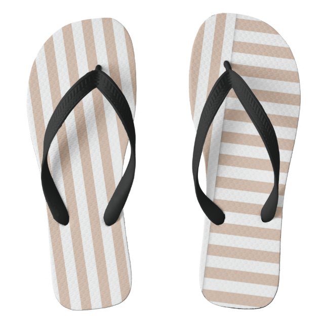Beige weiße Streifen Flip Flops (Fußbett)