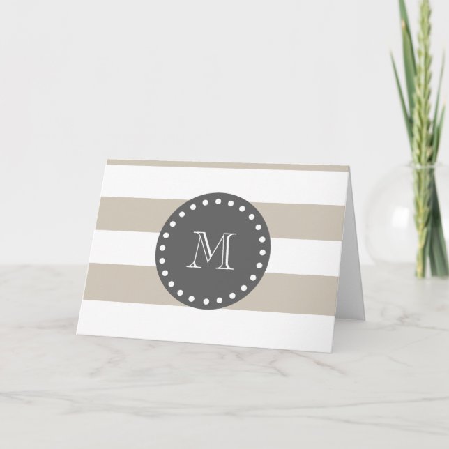 Beige weiße Streifen-Muster, Karkohlemonogramm (Vorderseite)