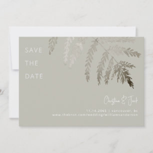 Beige Weiße Text Moderne Hochzeit Merken Sie sich  Einladung