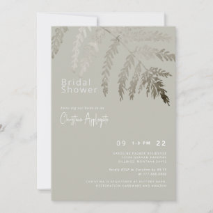 Beige Weiße Text Neutrale Foliage Brautparty  Einladung