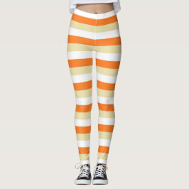 Beige, weiße und orange Streifen Leggings