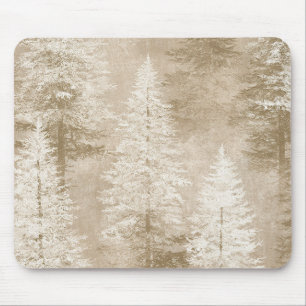 Beige Weiße Weihnachtsbäume Mousepad