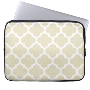 Beige weißes Marokkaner Quatrefoil Muster #5 Laptopschutzhülle