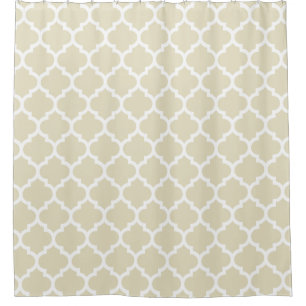Beige weißes marokkanisches Quatrefolienmuster #5 Duschvorhang