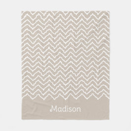 Beige-weißes, wellenförmiges Chevron-Zickzack-Must Fleecedecke