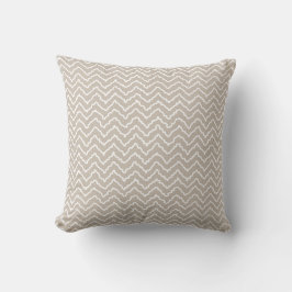 Beige-weißes, wellenförmiges Chevron-Zickzack-Must Kissen