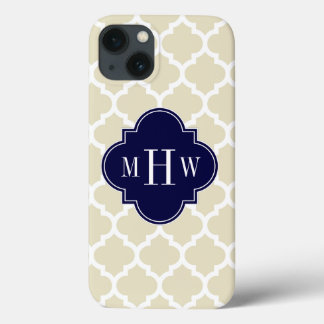 Beige, weißmarokkanisch #5 Navy 3 Initial Monogram Case-Mate iPhone Hülle