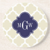 Beige, weißmarokkanisch #5 Navy 3 Initial Monogram