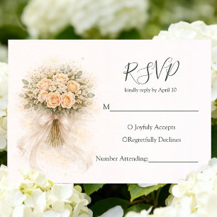 Beige Whimsical Watercolor Romantisches Paar Hochz RSVP Karte