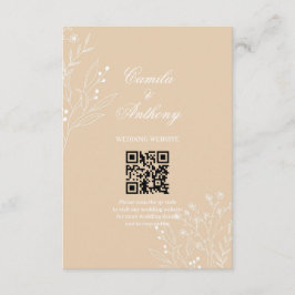 Beige White Corner Floral Boho Wedding Begleitkarte