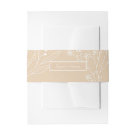 Beige White Corner Floral Boho Wedding Einladungsbanderole