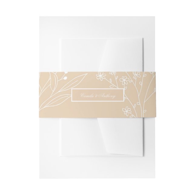 Beige White Corner Floral Boho Wedding Einladungsbanderole (Vorderseite Beispiel)