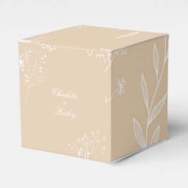 Beige White Corner Floral Boho Wedding Geschenkschachtel