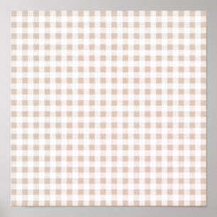 Beige White Gingham Pattern Poster