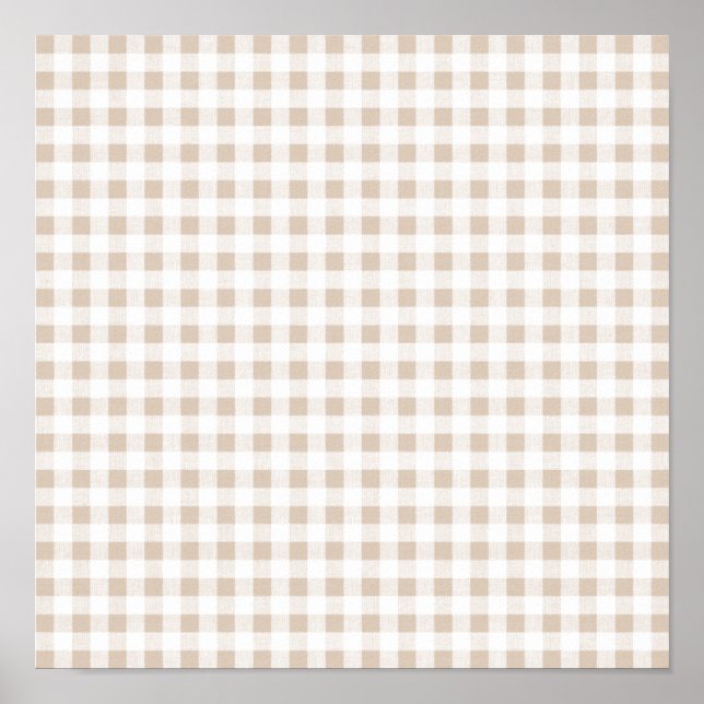 Beige White Gingham Pattern Poster (Vorne)