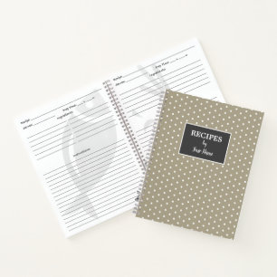 Beige White Polka Dot Personalisiertes Rezept Buch