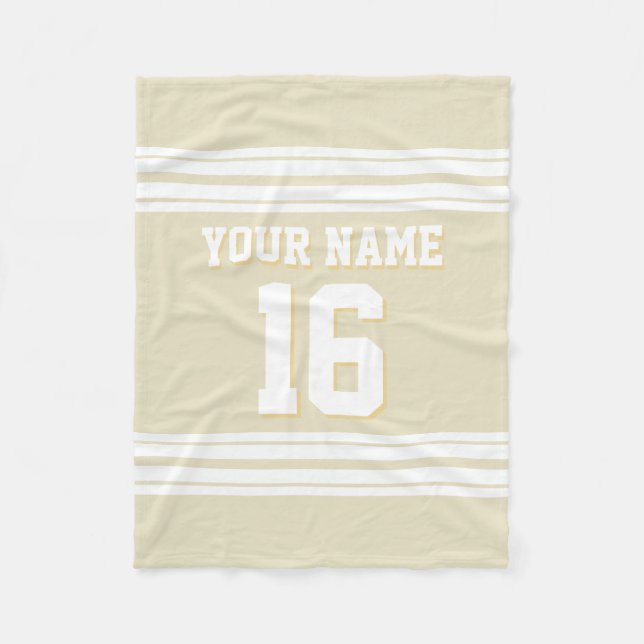 Beige White Sports Jersey Fleecedecke (Vorderseite)