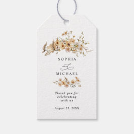 Beige Wild Flowers Hochzeit Geschenkanhänger