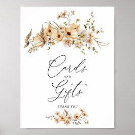 Beige Wild Flowers Karten & Geschenke Schild