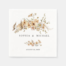 Beige Wild Flowers Wedding Serviette