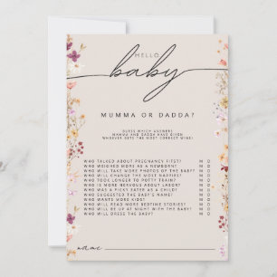 Beige Wildblume Babydusche Mama oder Kinderspiel Hinweiskarte