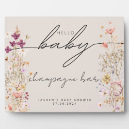 Beige Wildblume Babyduschtablette Schild Fotoplatte