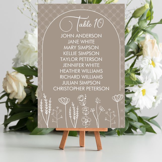 Beige Wildblume Bohemisch Arch Wedding Tischnummer (Von Creator hochgeladen)