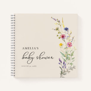 Beige Wildblume Floral Baby Showbook Notizbuch
