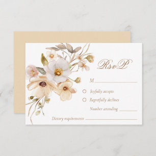 Beige Wildblumen Neutral Boho Wedding RSVP Card
