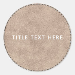 Beige Wildledertextur und Stitching Runder Aufkleber