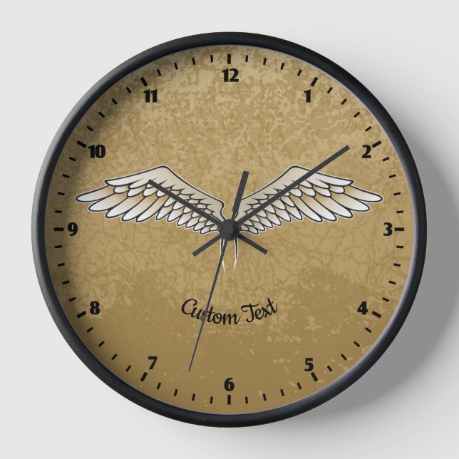 Beige Wings Large Clock Uhr (Vorderseite)