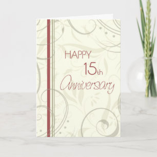 Beige Wirbel Glückwunschkarte zum 15. Hochzeitstag Karte