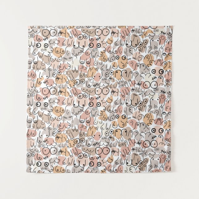 beige woman fun breast wandteppich (Vorderseite)