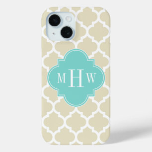 Beige, Wt Marokkanisch #5 Türkis 3 Anfangsmonogram Case-Mate iPhone Hülle