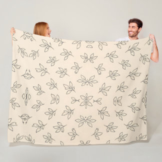 Beige Wurfdecke mit Blattmuster Fleecedecke