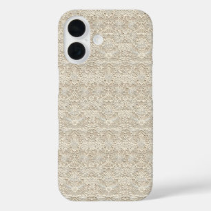 Beige zartes Spitzentmuster iPhone 16 Hülle