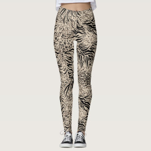 Beige Zebra Print Women Leggings
