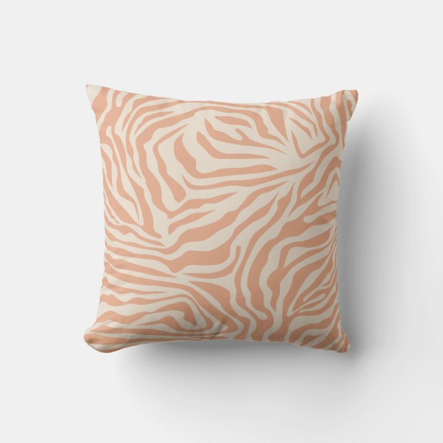 Beige Zebra Streifen Kissen (Vorderseite)