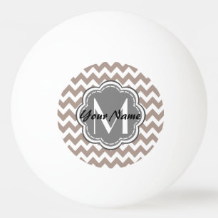 Beige Zickzack, graue Monogramm, Personalisierter  Tischtennisball