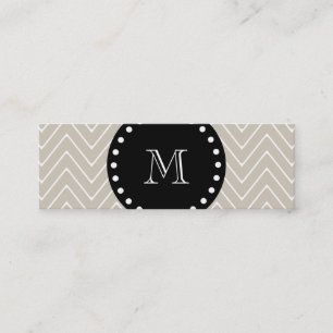 Beige Zickzack schwarzes Monogramm des Muster- Mini Visitenkarte