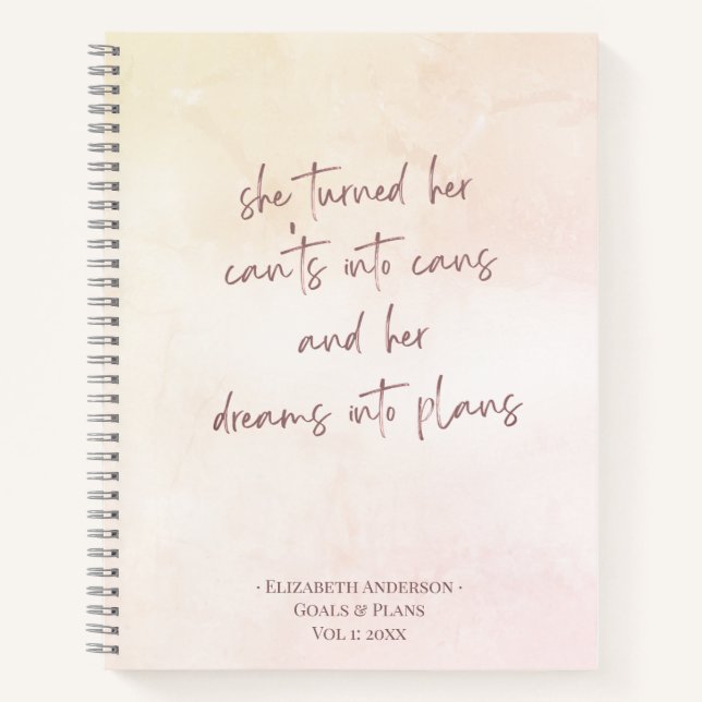 Beige Ziele & Pläne Name Journal-Notebook Notizbuch (Vorderseite)