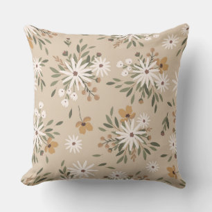 Beigefarben, in Weiß- und Pfirsichfarben. Die Blum Kissen