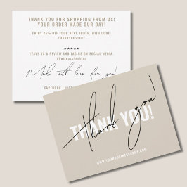 Beigefarbene Beilage Dankeskarte