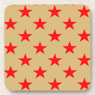 Beigefarbener Hintergrund und rote Sterne Getränkeuntersetzer
