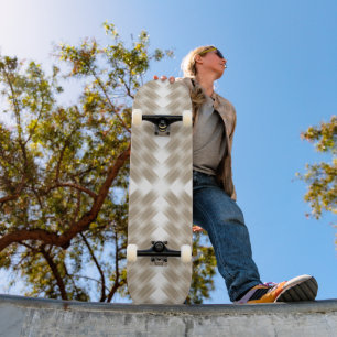 beigefarbenes und weißes kariertes Muster in Weiß Skateboard