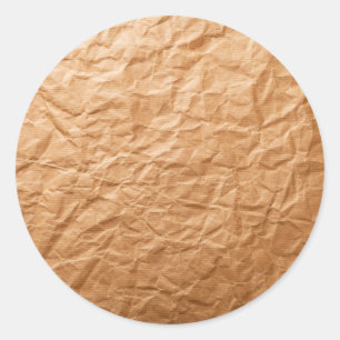 Beigefarbenes zerknittertes Papier Runder Aufkleber